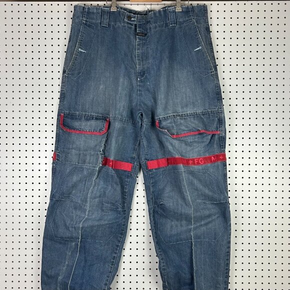 Marithe Francois Girbaud Jeans 42x34 Shuttle Tape Baggy Cargo Blue Hip Hop 90s - Picture 2 of 7
